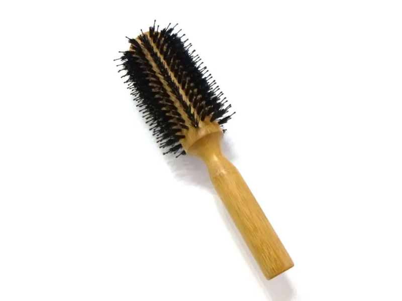 Bambu Yuvarlak Domuz Kıl Ahşap Saç Fırçası
