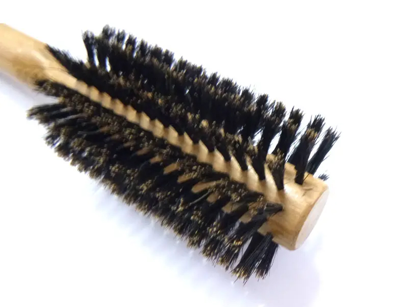 Bambu Yuvarlak Domuz Kıl Ahşap Saç Fırçası