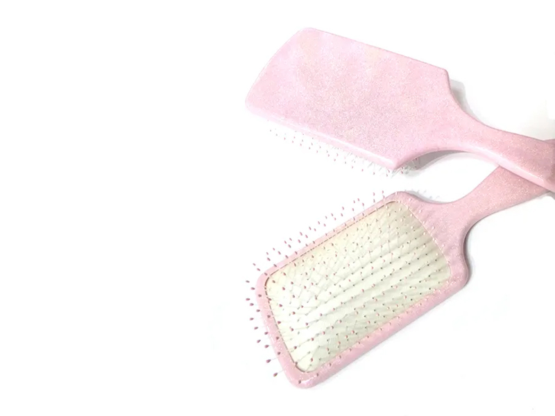 Pembe Plastik Süslü Paddle Saç Fırçası